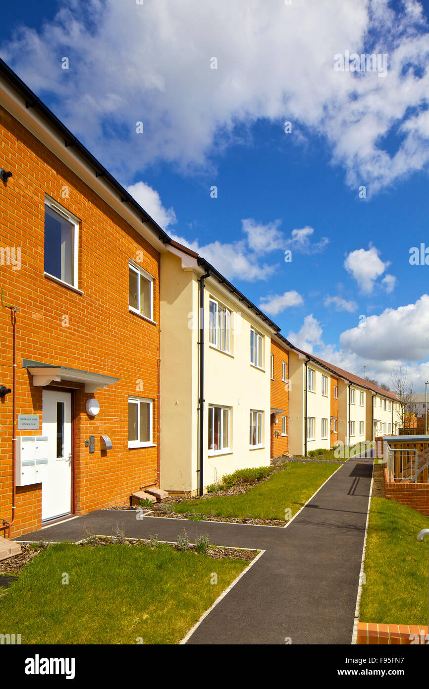 St. Georges Avenue, Yeovil. View of fronts to houses on St. Georges Avenue, part of a housing development. Stock Photo