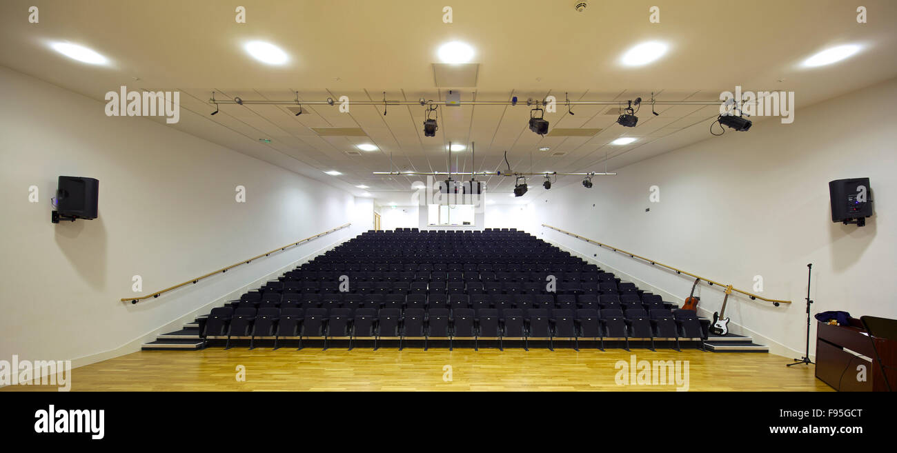 Tudor Grange Academy, Worcester. Interior view of a theatre in the Tudor Grange Academy Stock