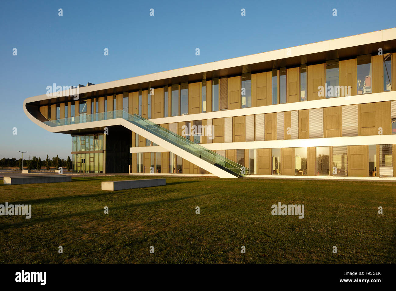 Fachhochschule Eisenstadt, Burgenland, Austria. Side view of the University, contemporary architecture. Stock Photo