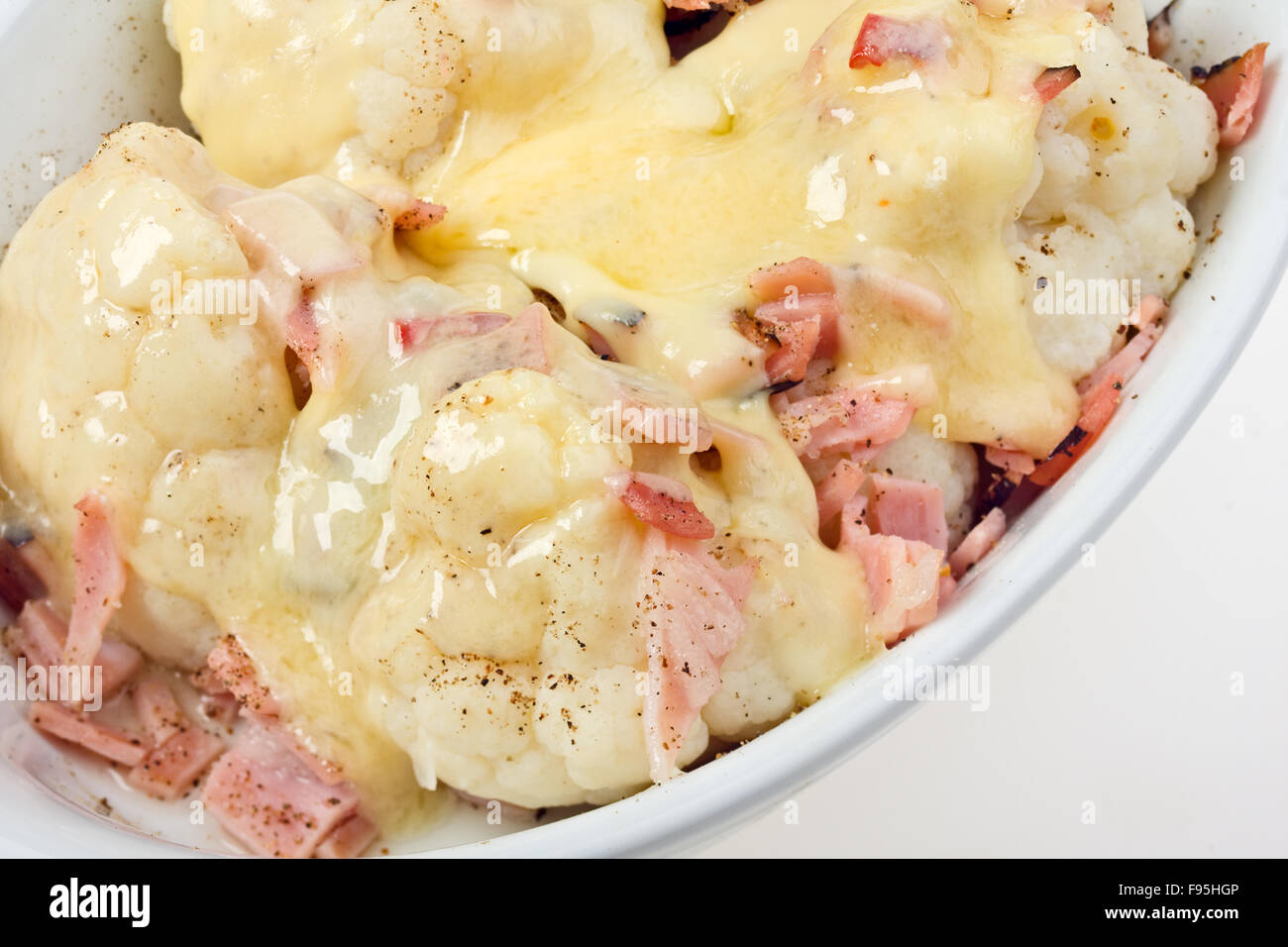 cauliflower with ham au gratin Stock Photo Alamy