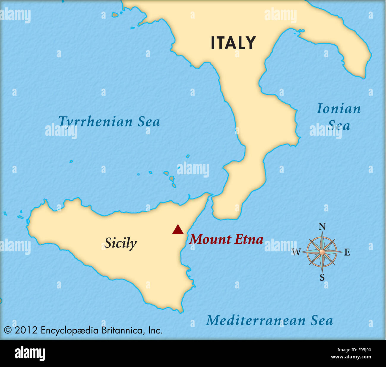 Mt Etna Sicily Map Mount Etna Stock Photo - Alamy