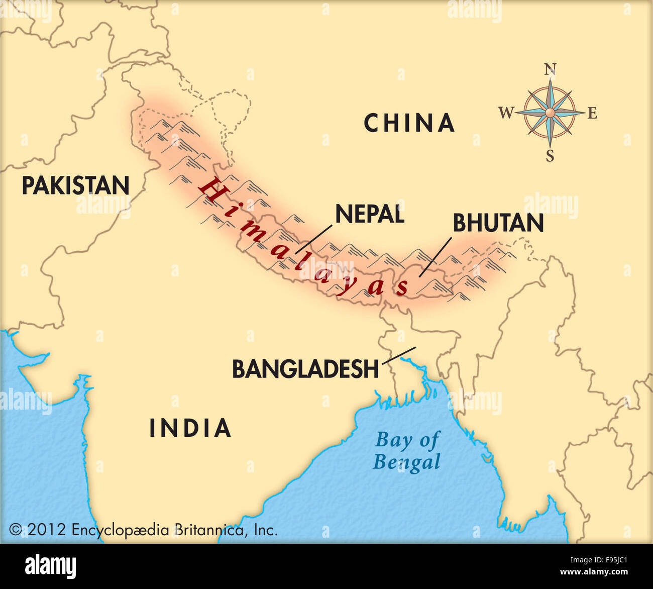 Himalayas In India Outline Map Himalayas Stock Photo - Alamy