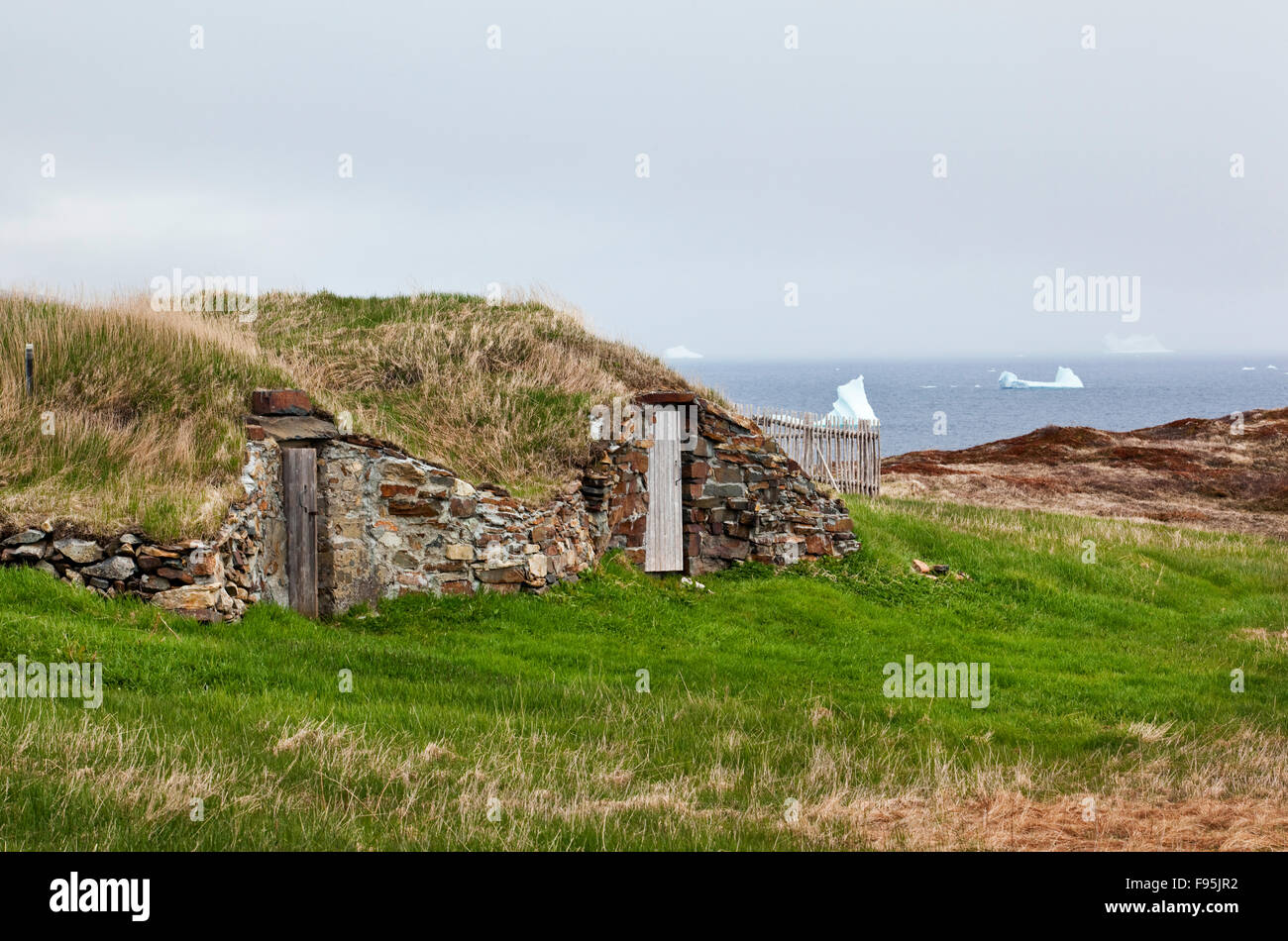 A unique aspect of Elliston, Newfoundland, is the presence of over 100 root cellars a few of which are over 200 years old and Stock Photo