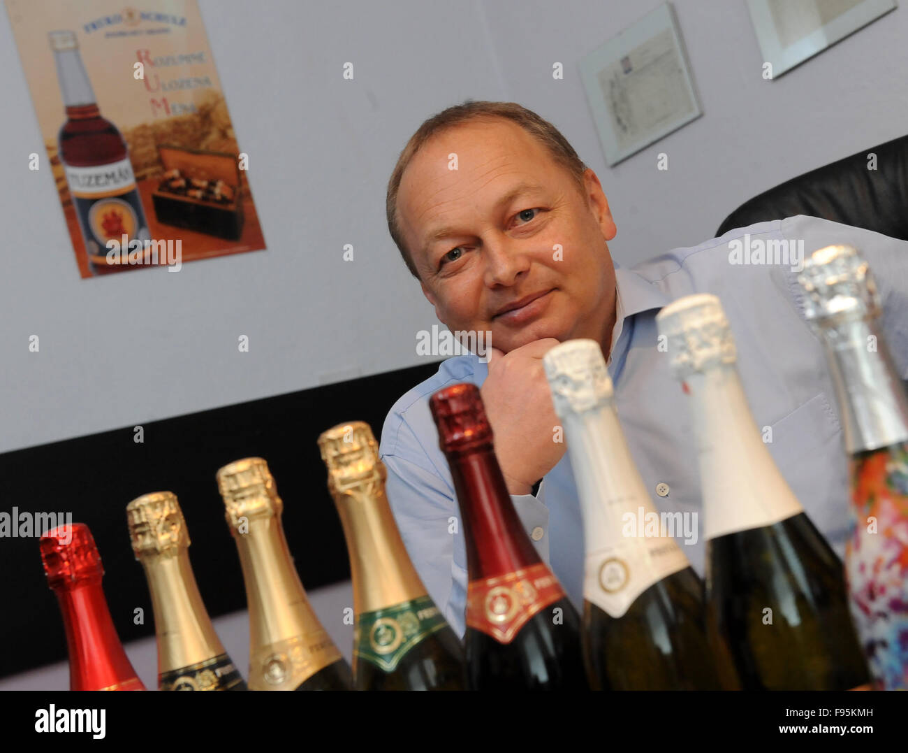 Jindrichuv Hradec, Czech Republic. 14th Dec, 2015. CEO of Fruko Schulz company Josef Nejedly in Jindrichuv Hradec, Czech Republic, December 14, 2015. Fruko Schulz is one of the largest Czech manufacturers of spirits and liqueurs. © Vaclav Pancer/CTK Photo/Alamy Live News Stock Photo