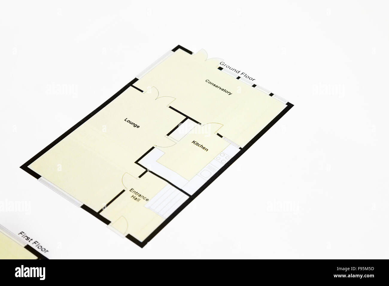 Close up of a Architect Domestic house floor plan Stock Photo