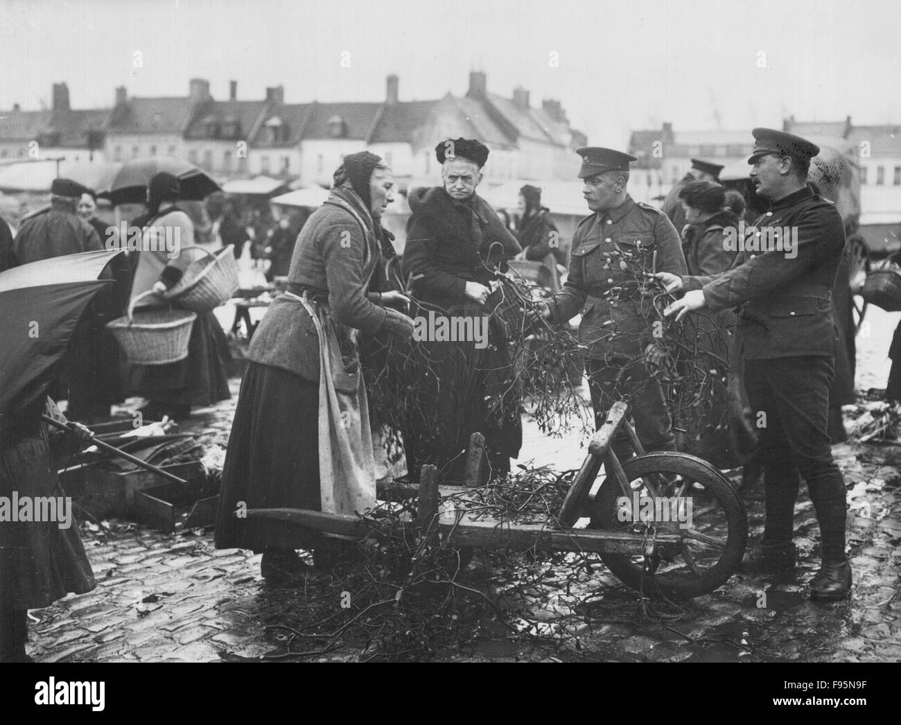 British Front. Troops & Civilians. Stock Photo
