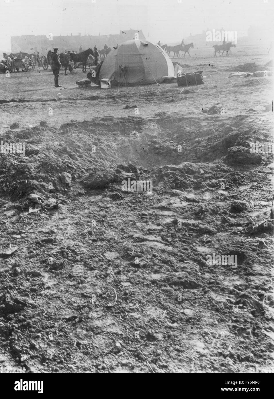 British Front. Troops & Civilians. Stock Photo