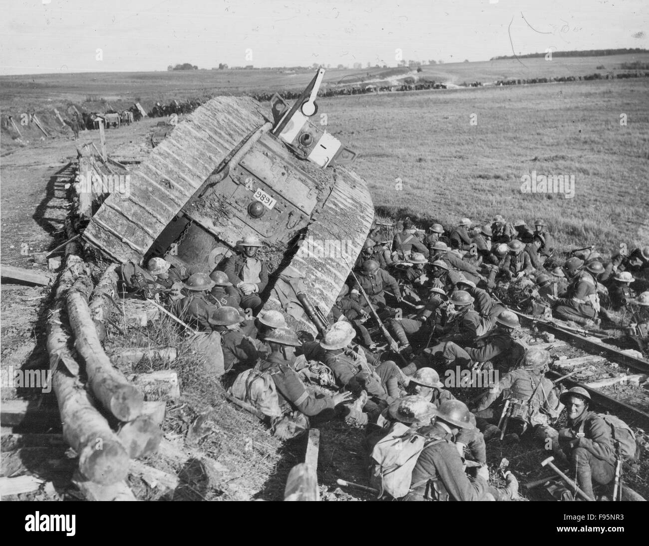 British Front. Troops & Civilians. Stock Photo