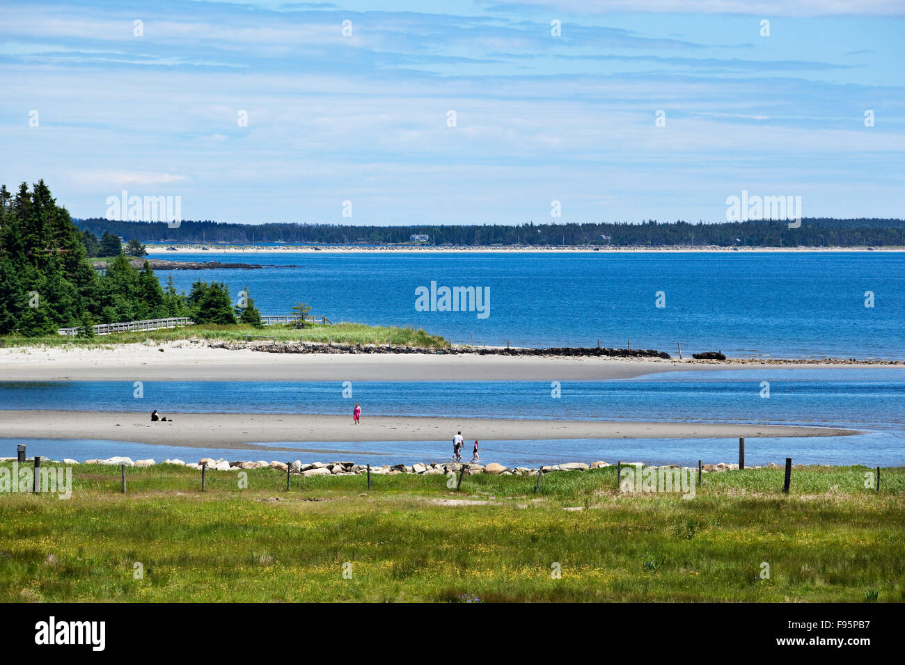 Sand beach and salt marsh at Rissers Beach Provincial Park at Petite