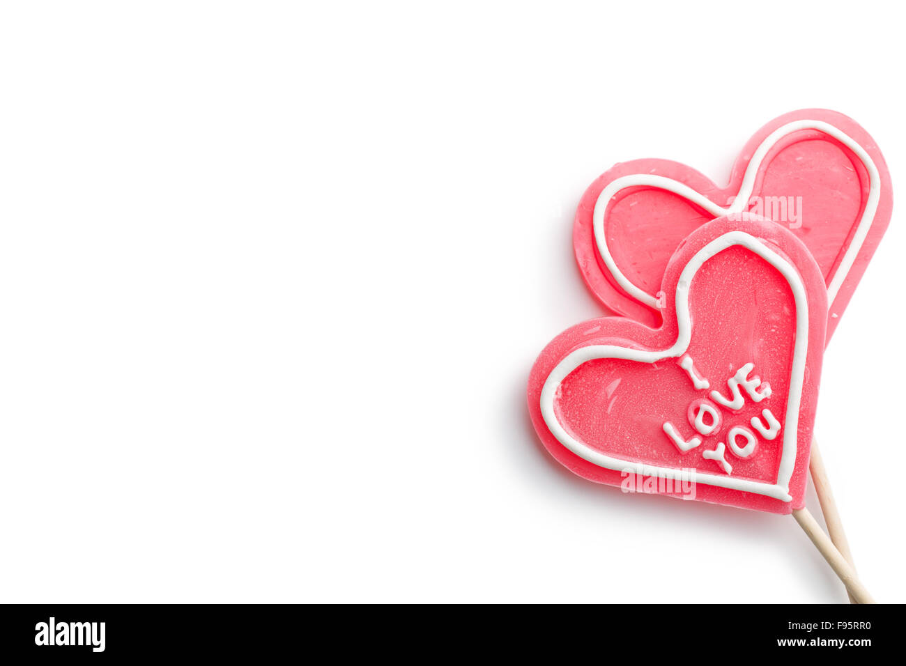 hearts shaped lollipop on white background Stock Photo