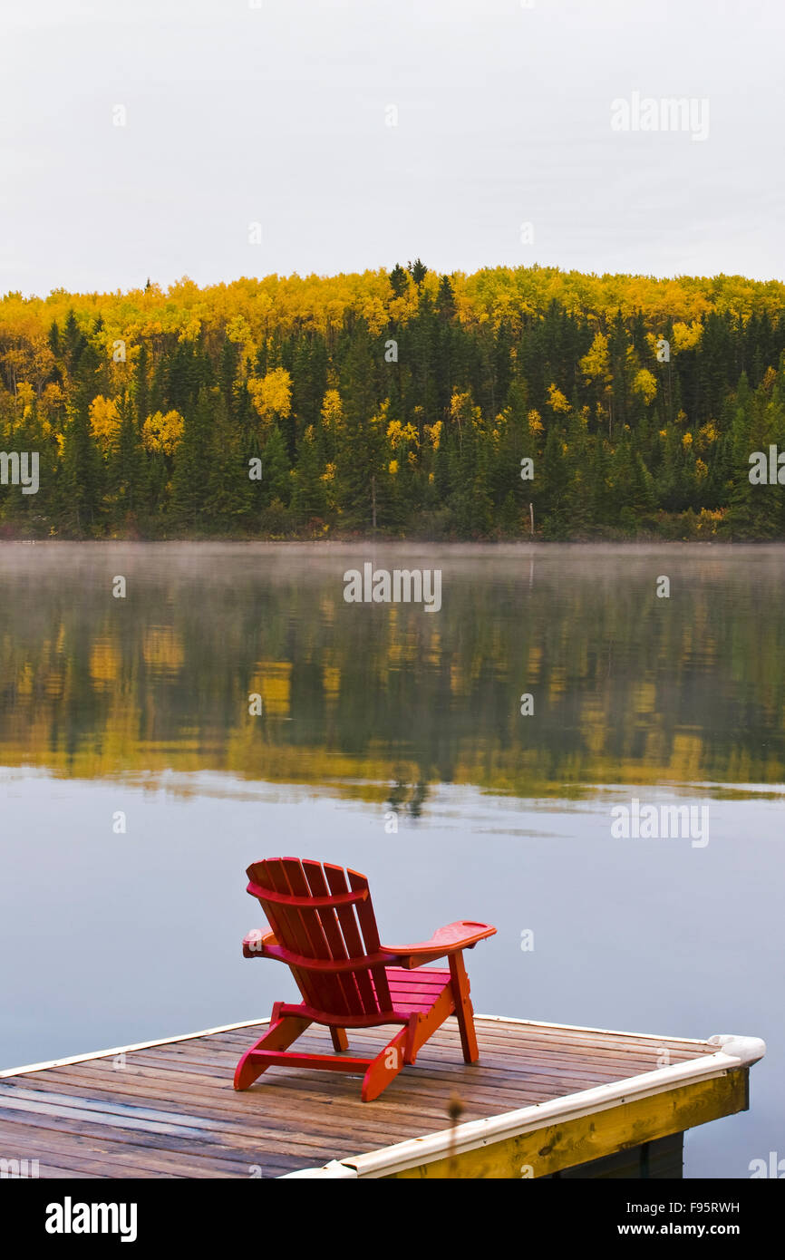 chair on dock, Clear Lake , Riding Mountain National Park, Manitoba