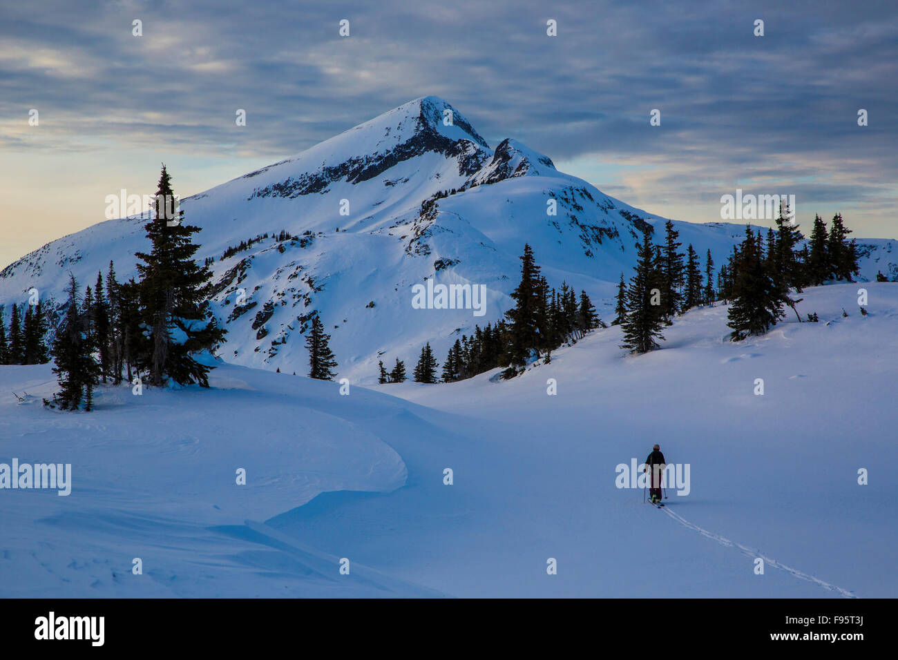 backcountry skiing, monashee mountains, mount fosthall, silhouette, ski