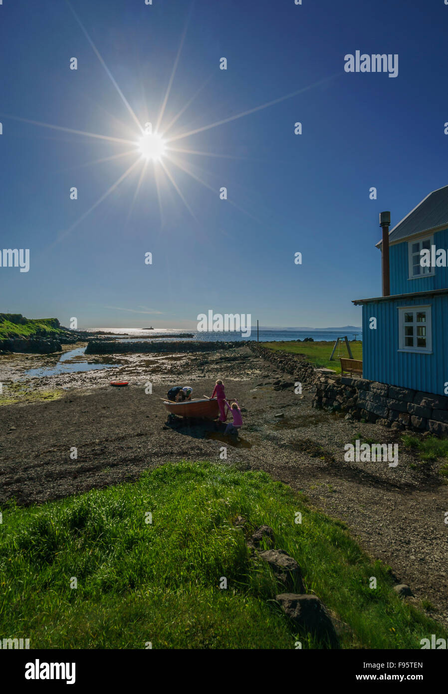 Summer day on Flatey Island, Western, Iceland Stock Photo