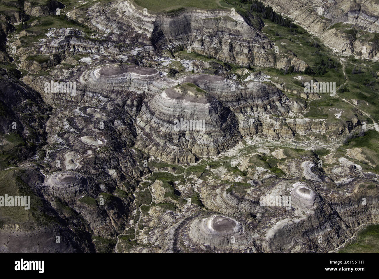 Aerial view of Horseshoe Canyon near Drumheller Alberta, Canada Stock