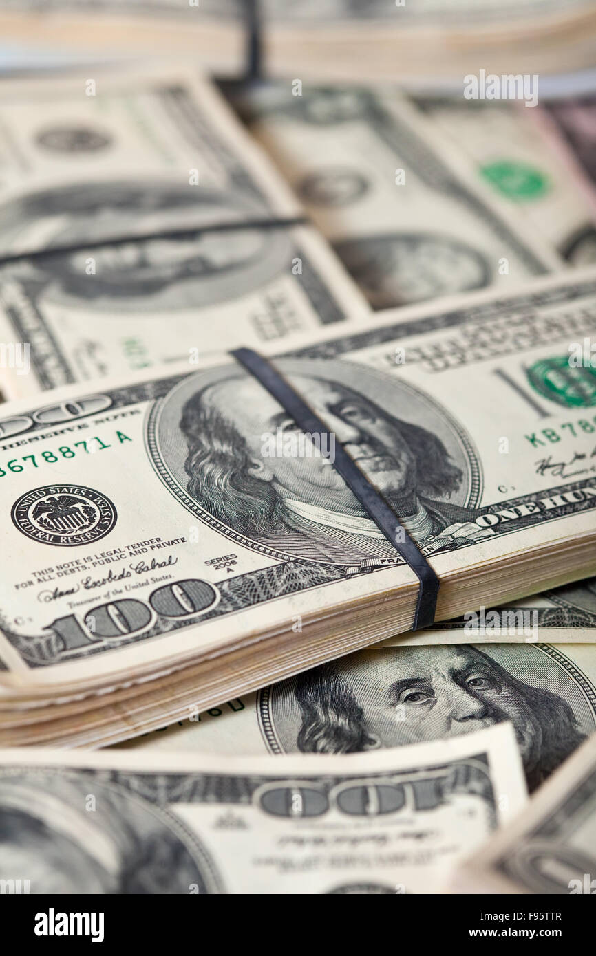 Many bundles of US dollars bank notes Stock Photo Alamy