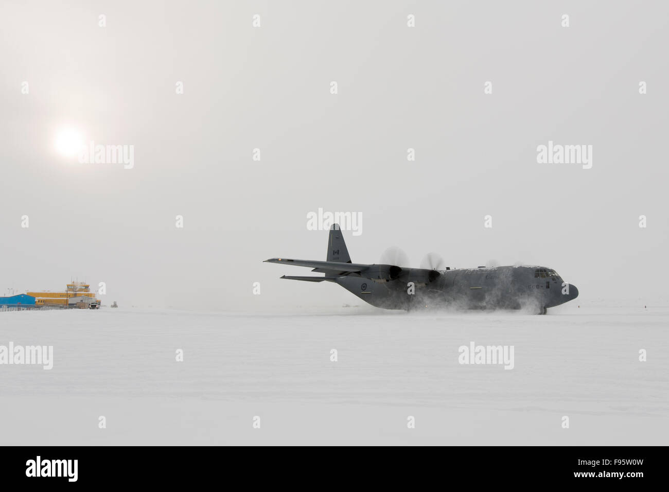A Canadian Air Force Lockheed Hercules aircraft in Iqaluit, Nunavut, Canada Stock Photo