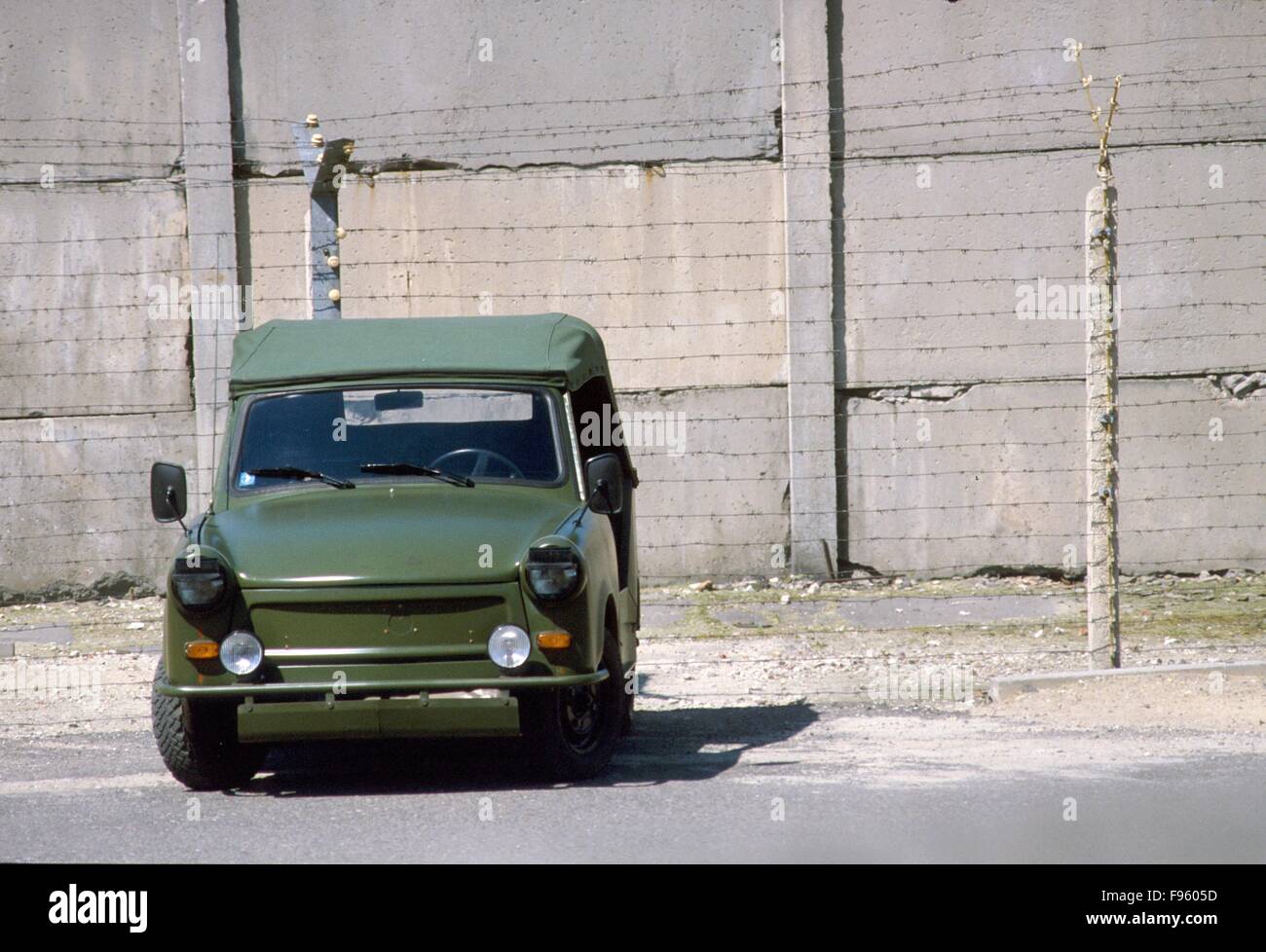 the Berlin Wall (1986), Trabant car of DDR border police Stock Photo