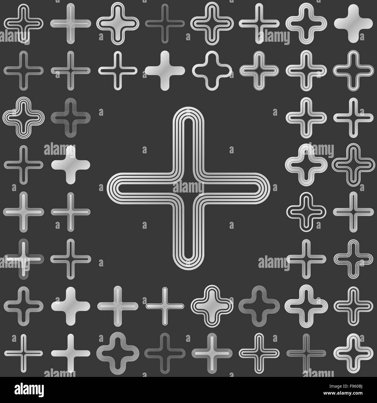 Silver metallic plus icon design set Stock Vector Image & Art - Alamy