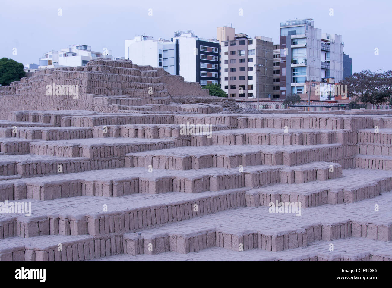 Huaca Pucllana ruins, Miraflores suburb, Lima, Peru Stock Photo