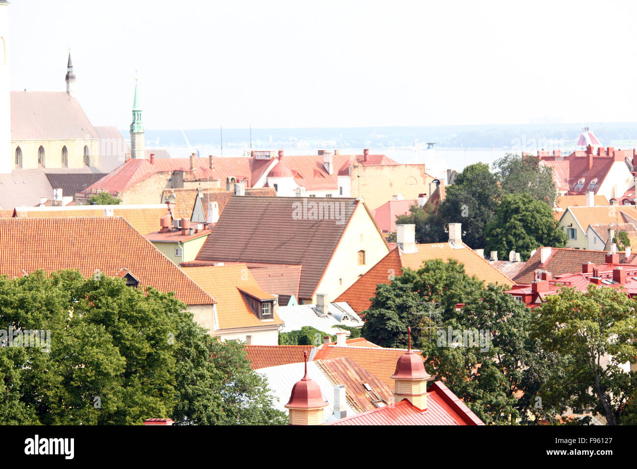 Old Tallinn panorama with Baltic sea on background Stock Photo - Alamy