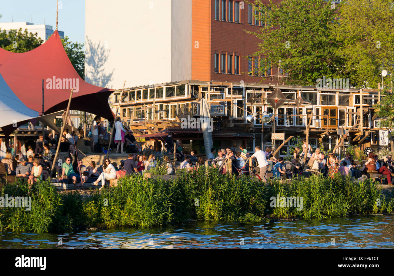 Funky club on the River Spree Berlin, Germany Stock Photo