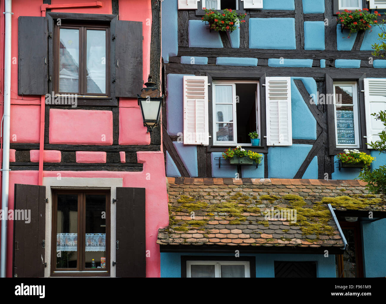 Colourful halftimbered houses, Bergheim, Alsace, France Stock Photo Alamy