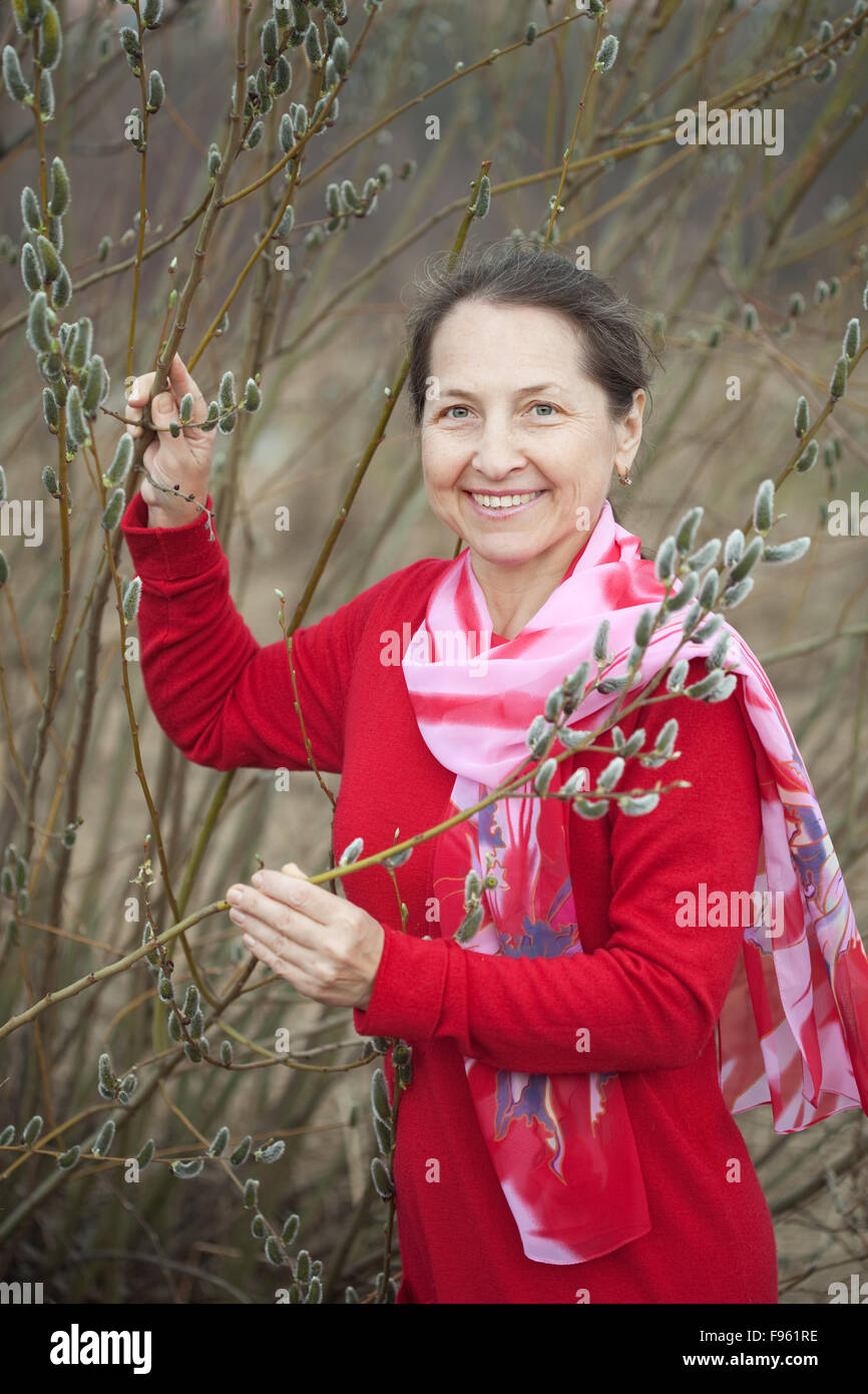 Portrait Of Mature Woman In Spring Pussywillow Plant Stock Photo Alamy portrait-of-mature-woman-in-spring-pussywillow-plant-stock-photo-alamy