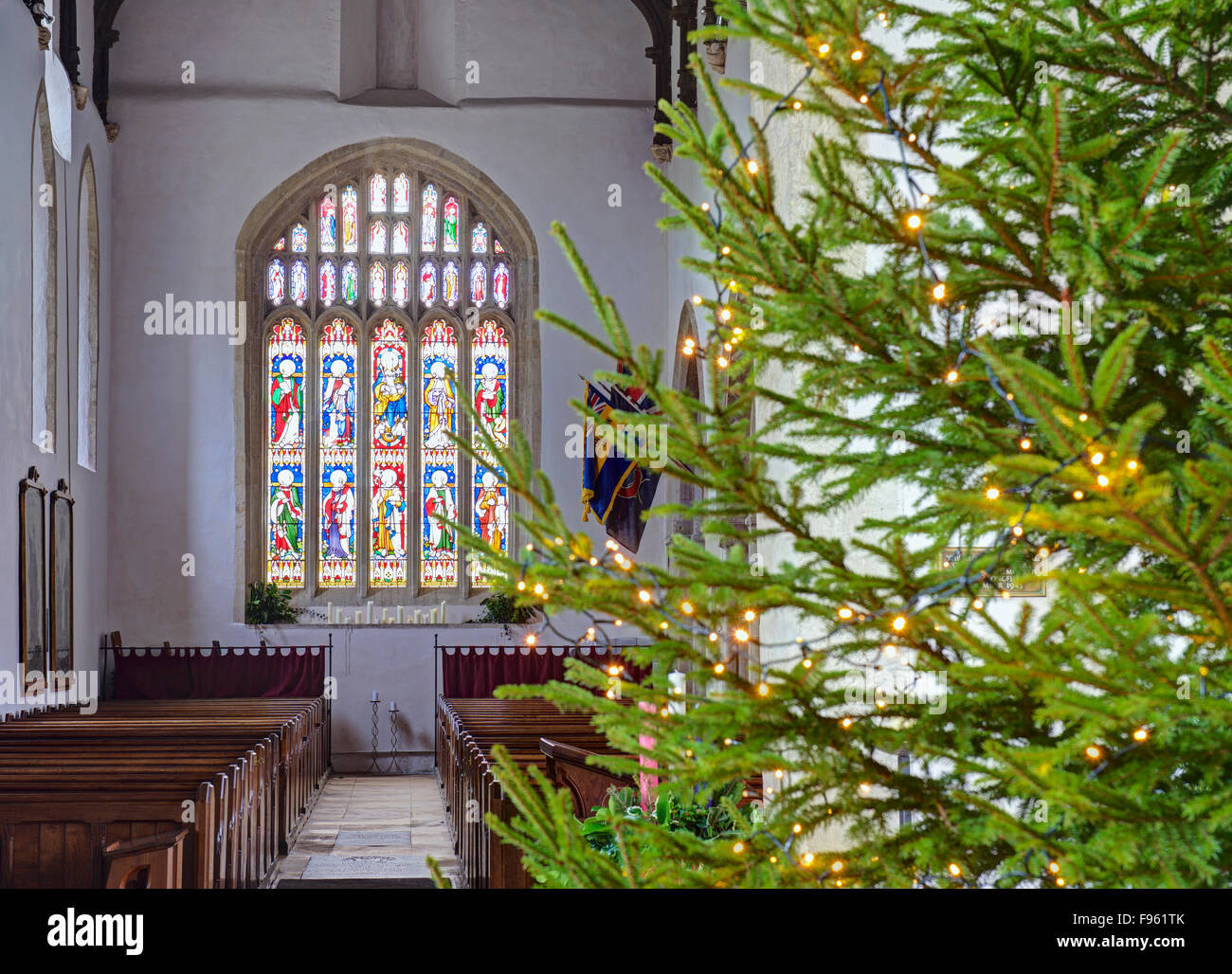 Interior of St Mary's Church, Bibury, Cotswolds, Gloucestershire, England UK Stock Photo