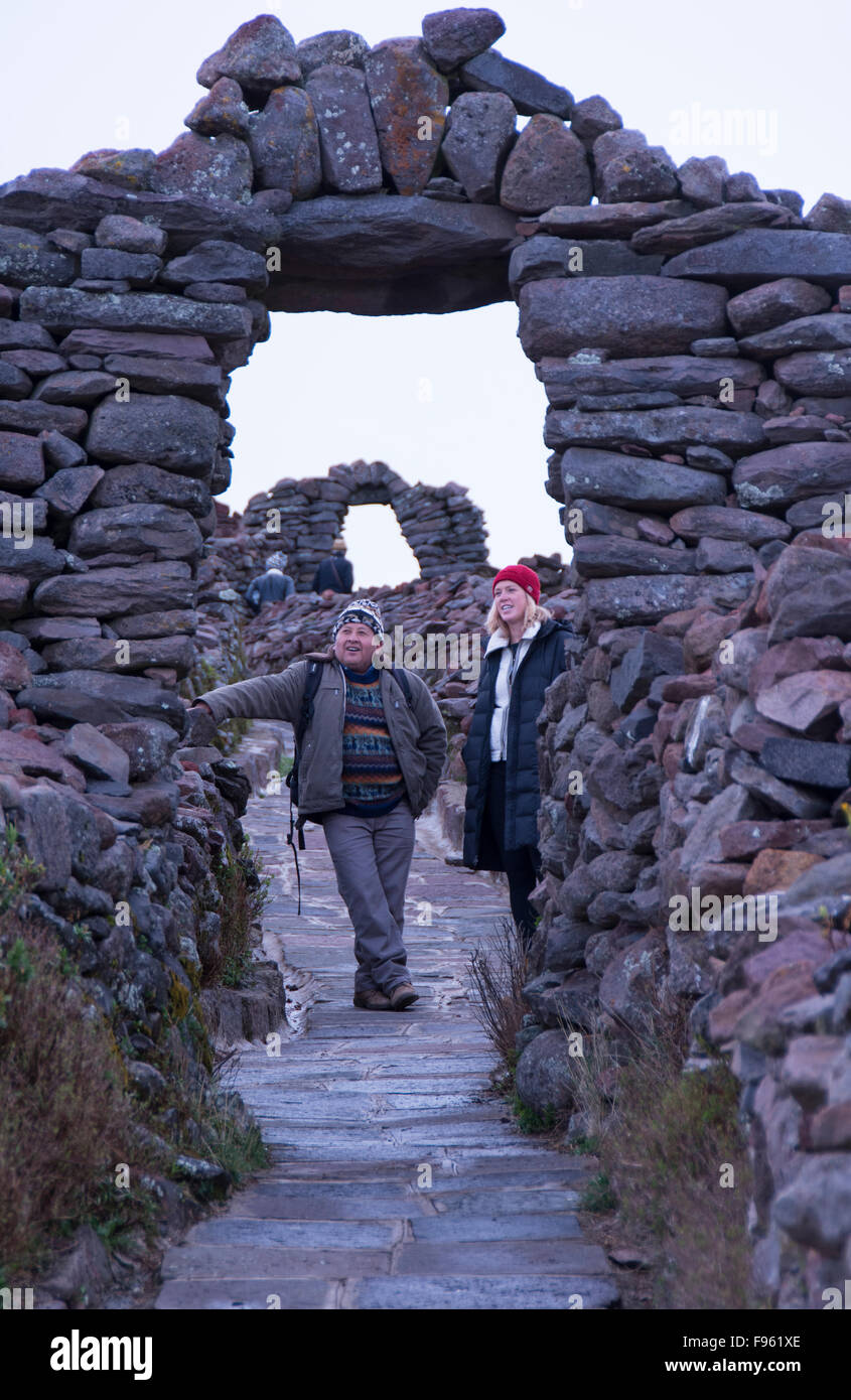 Island of Amantani, Lake Titicaca, Peru Stock Photo