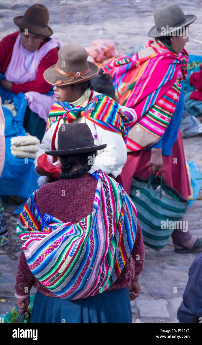market scene at Pisac, Peru Stock Photo