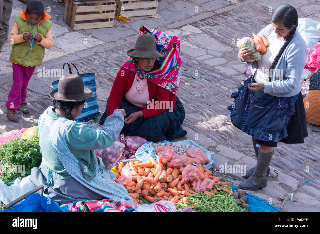 market scene at Pisac, Peru Stock Photo