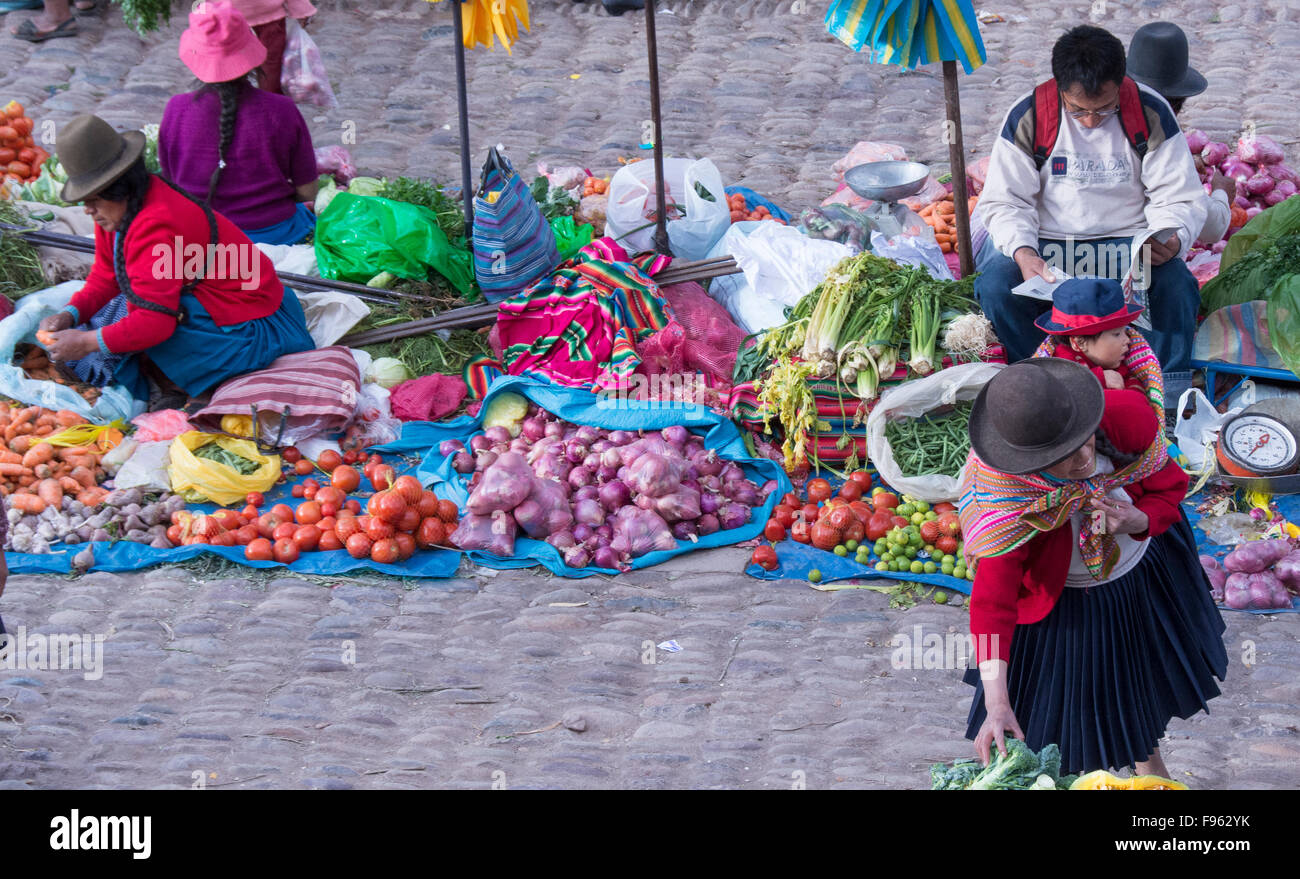 market scene at Pisac, Peru Stock Photo