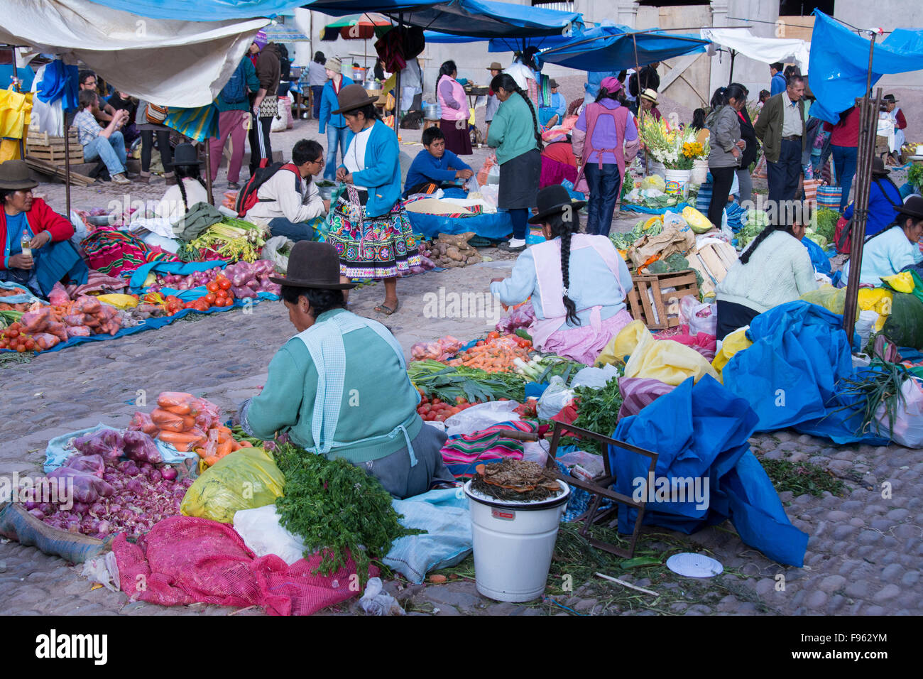 market scene at Pisac, Peru Stock Photo