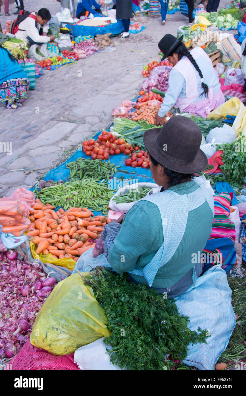 market scene at Pisac, Peru Stock Photo