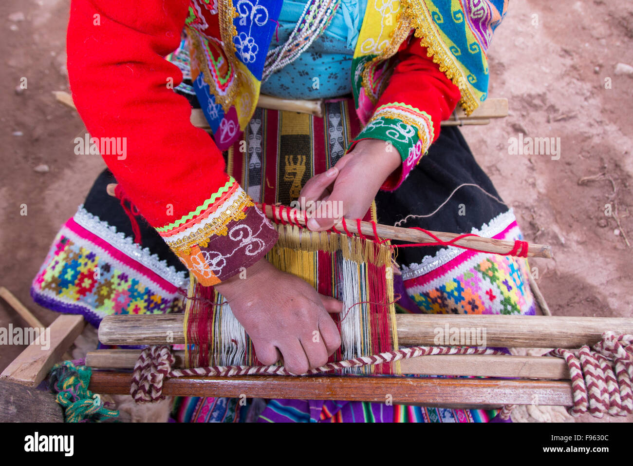 Traditional weaving, Pisac, Peru Stock Photo
