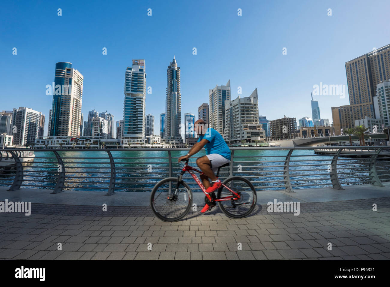 A man takes a trip with his bike Stock Photo
