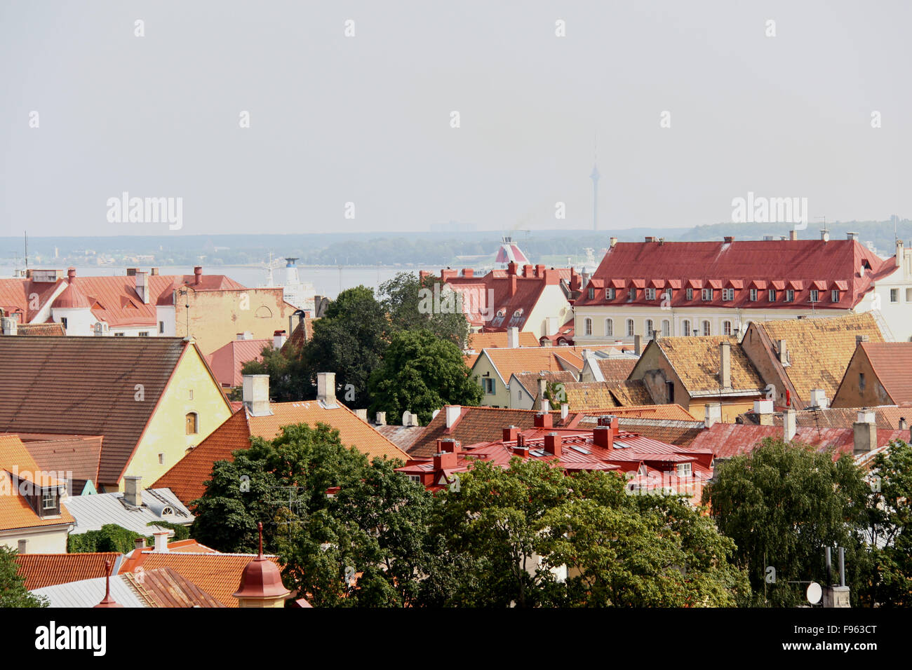 Old Tallinn panorama with Baltic sea on background Stock Photo - Alamy