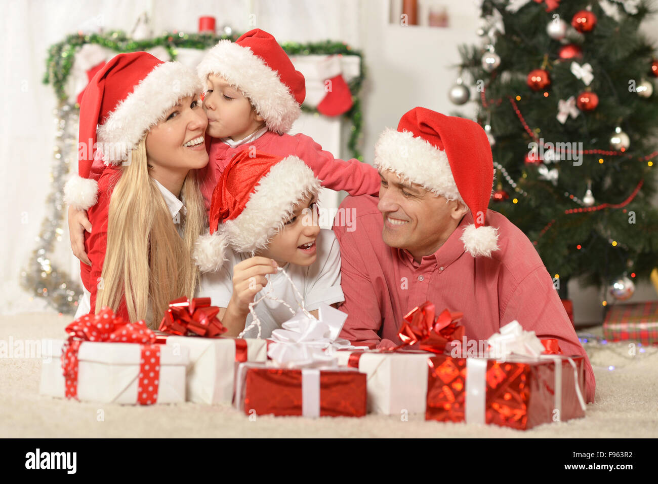 Family celebrating New Year Stock Photo - Alamy