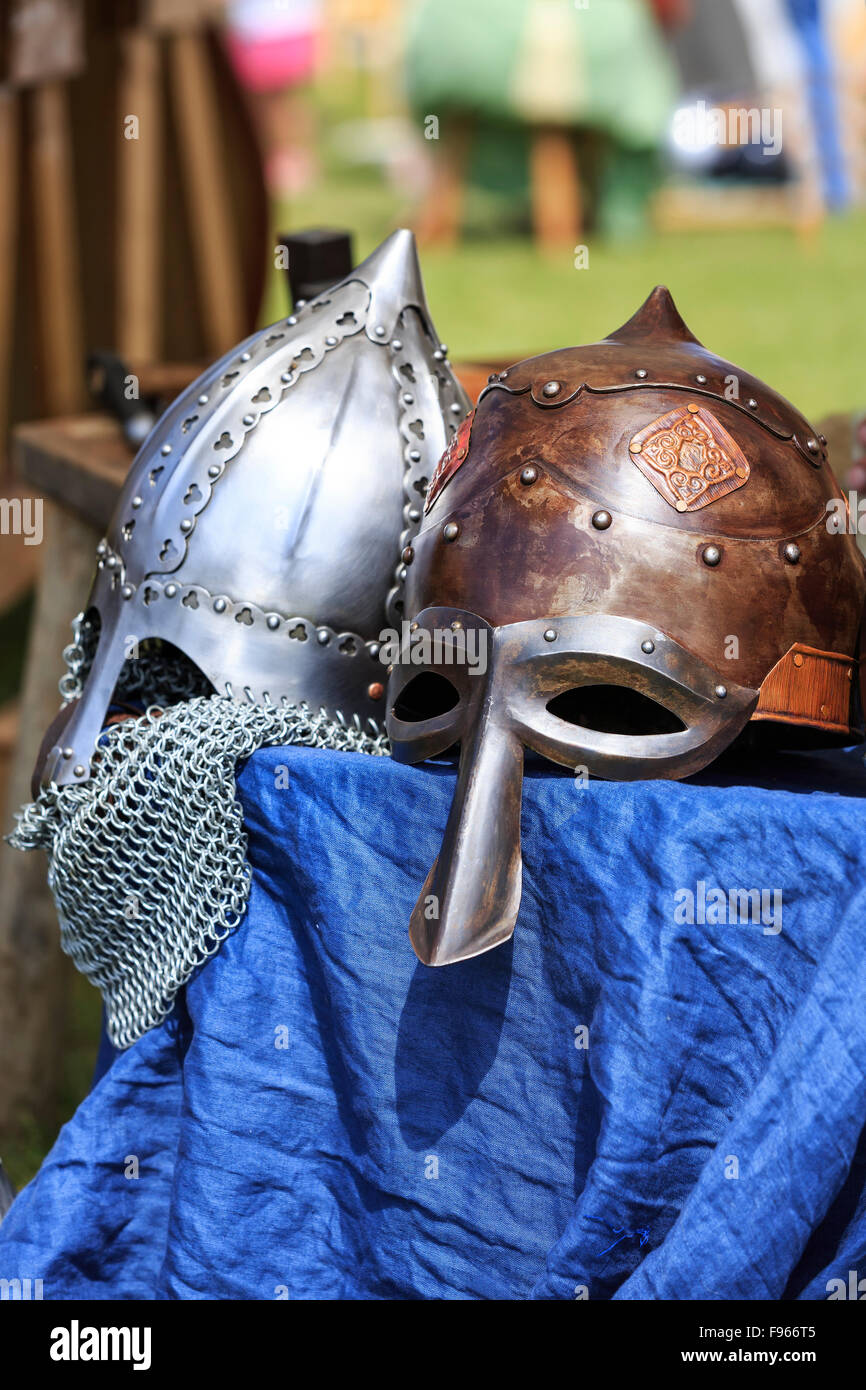 Viking helmets, Icelandic Festival of Manitoba, Gimli, Manitoba, Canada Stock Photo