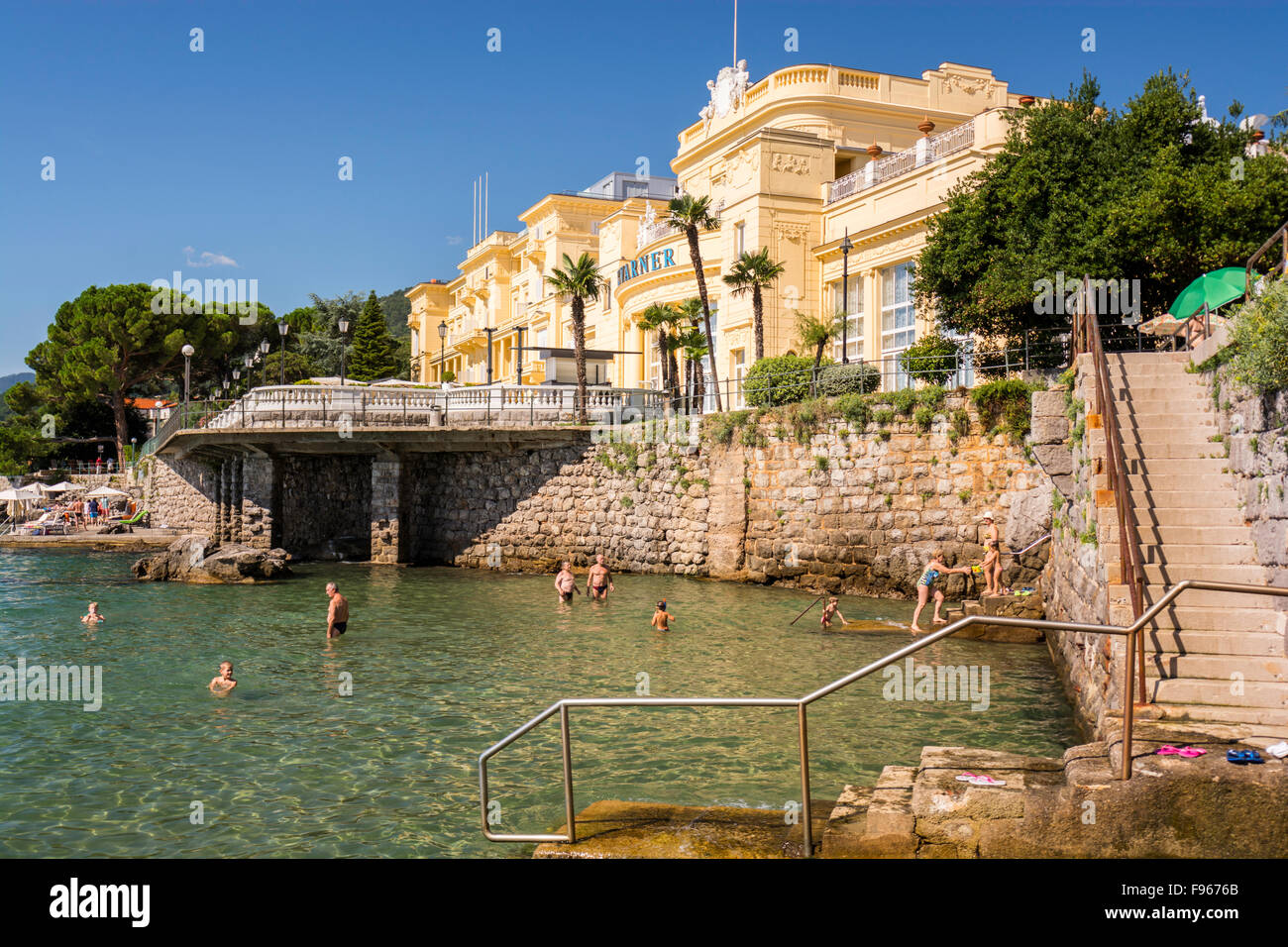Hotel Kvarner. This was the first hotel in Opatija, and probably on the eastern coast of the Adriatic. It was built in 1884. Stock Photo
