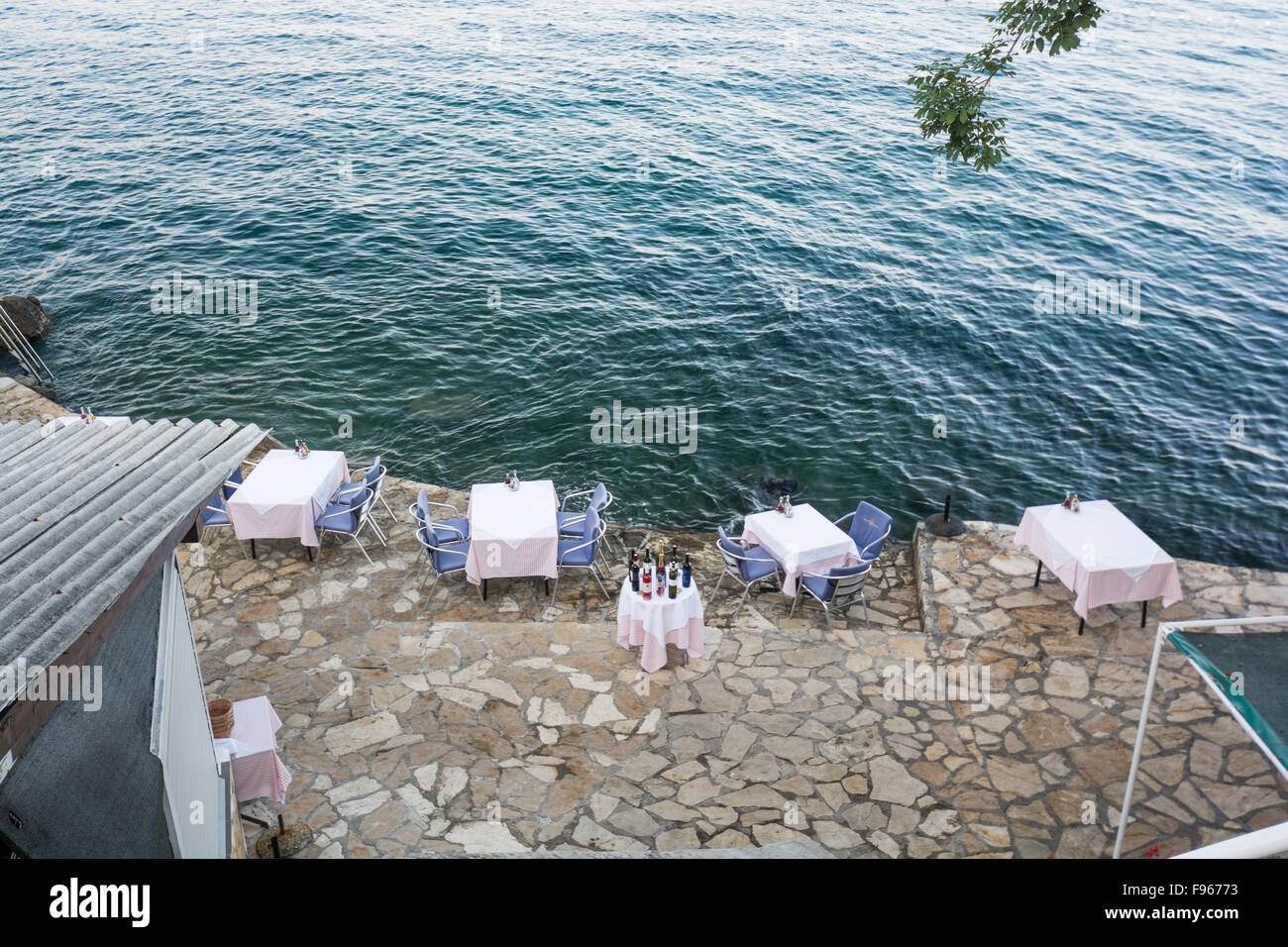 In addition to the parks, hotels and villas, one of Opatija's most prominent landmarks is the famous Lungomare seafront Stock Photo