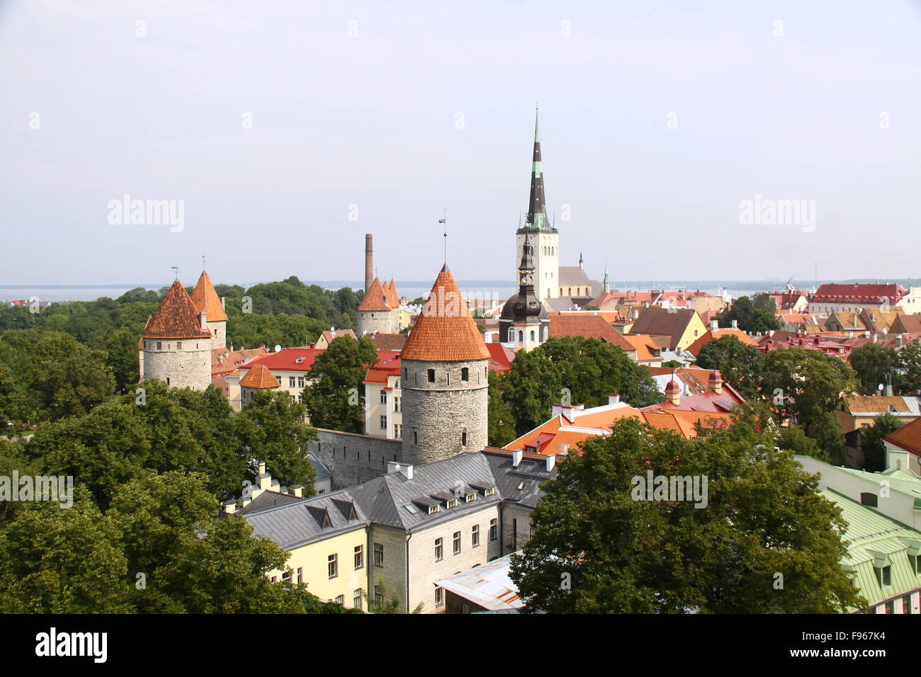 Old Tallinn panorama with Baltic sea on background Stock Photo - Alamy