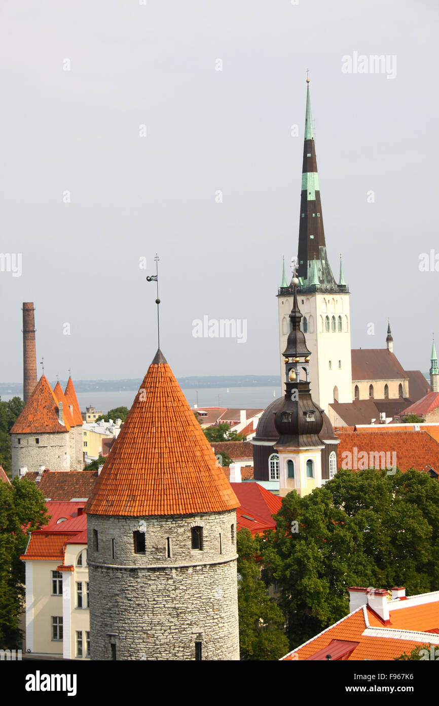 Old Tallinn panorama with Baltic sea on background Stock Photo - Alamy