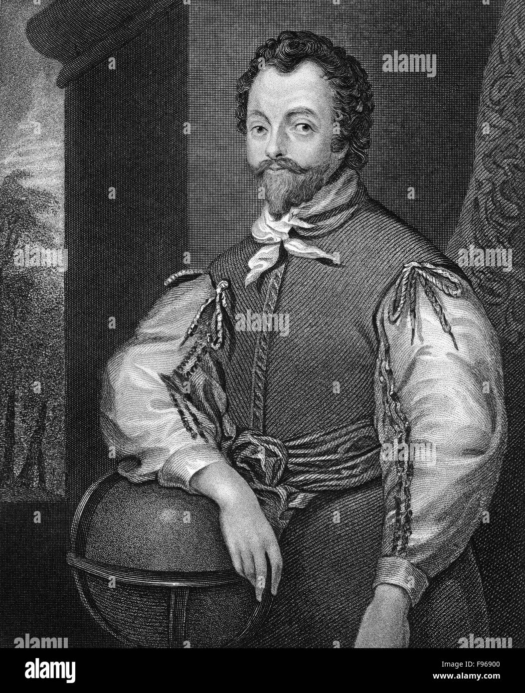 Sir Francis Drake, circa 1540 - 1596, an English sailor, pirate, explorer, Vice Admiral and the first English circumnavigator, Stock Photo
