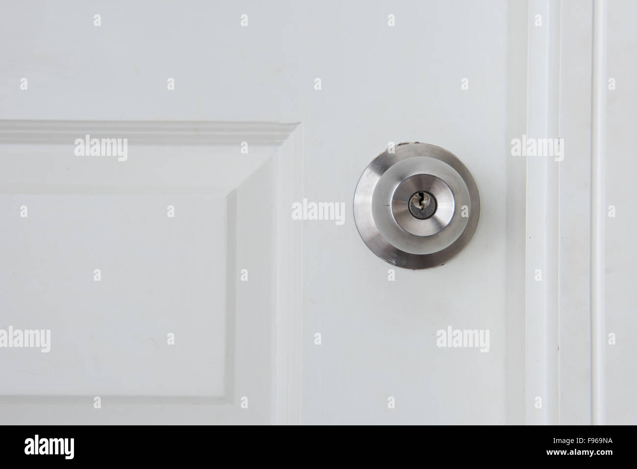 Old door Knob on white door Stock Photo Alamy