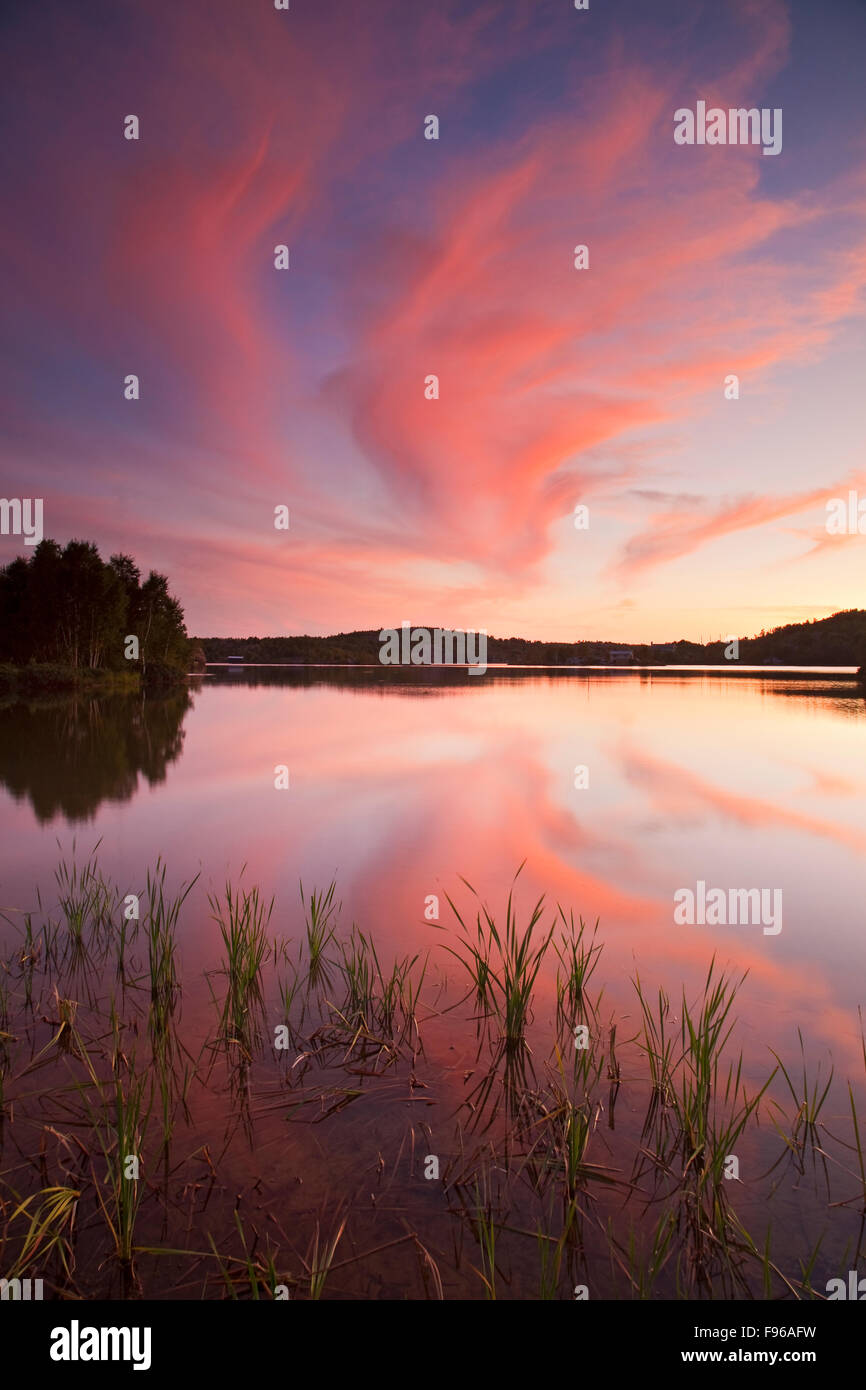 Sunset, Silver Lake, Sudbury, Ontario, Canada Stock Photo