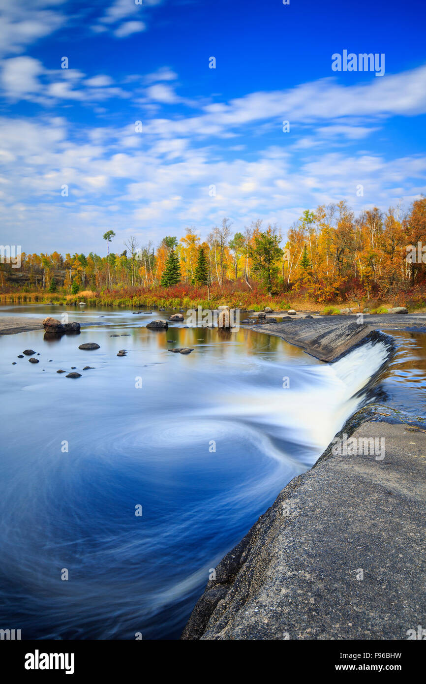 Whirlpool at Rainbow Falls in autumn, Whiteshell Provincial Park, Manitoba, Canada Stock Photo