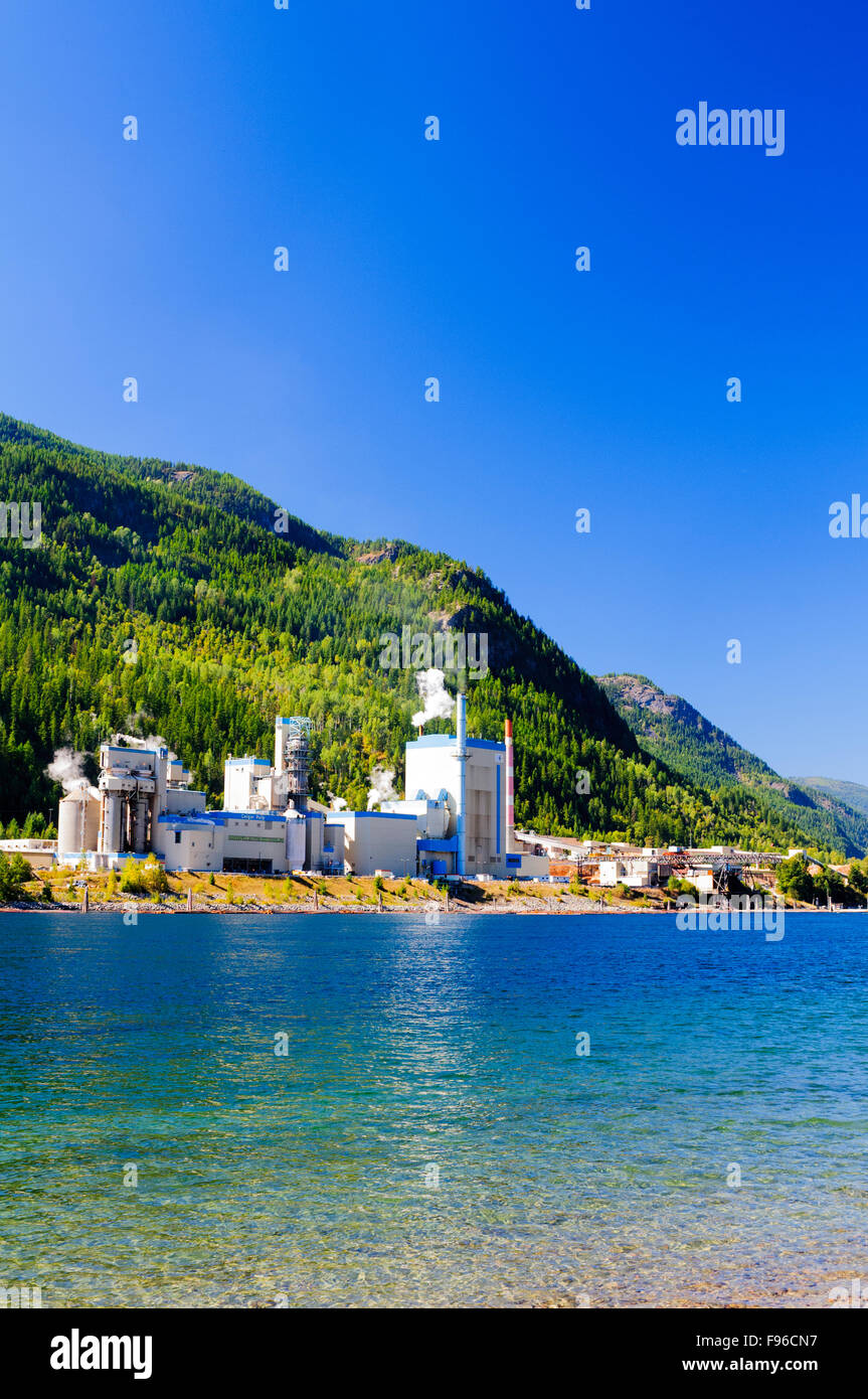 The Celgar Pulp Mill on the Columbia River in Castlegar, British Columbia. Stock Photo