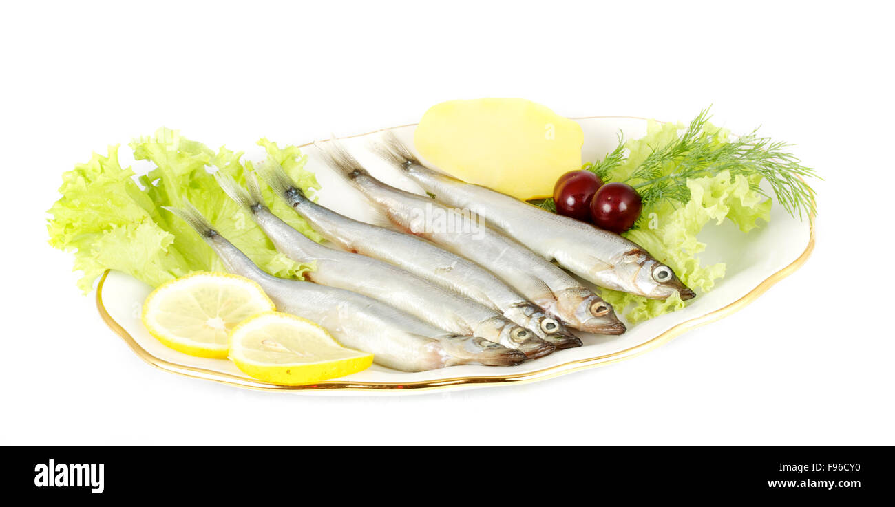 Simelt some smelts isolated on white background Stock Photo - Alamy