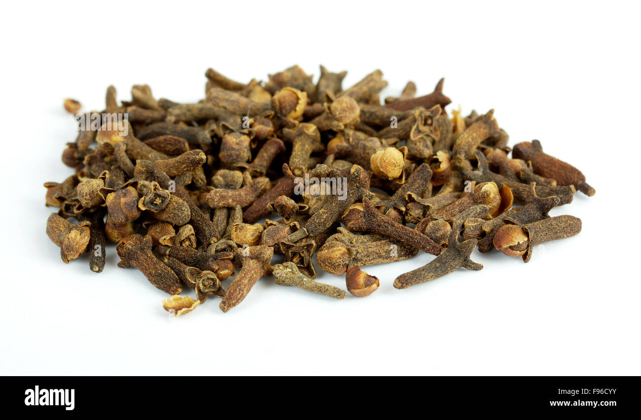 Fragrant clove on white background Stock Photo - Alamy